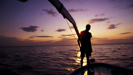 solo boat journey at sunset/sunrise