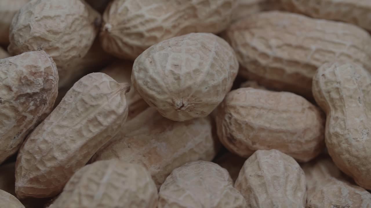 Close Up Of Peanuts Rotating,  Excellent Peanuts