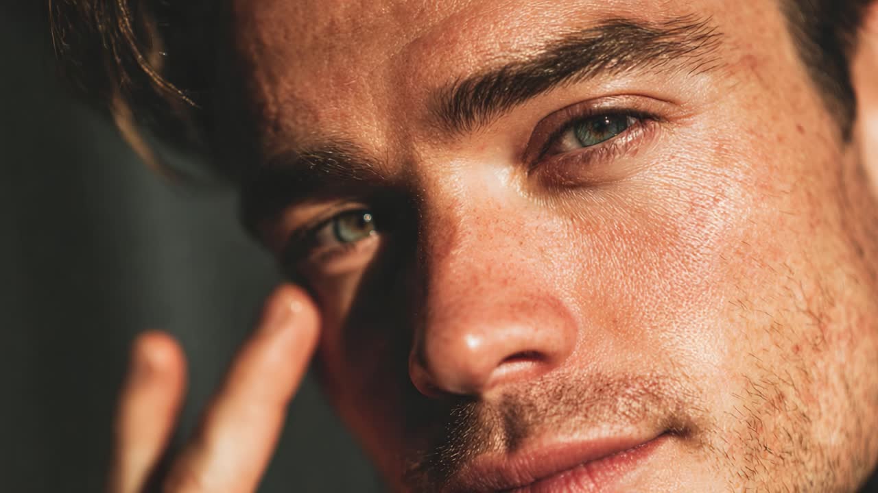 A Close-Up Portrait of a Young Man Expressing Emotion and Thoughtfulness, Showcasing Detailed Facial Features and Soft Lighting for Enhanced Depth