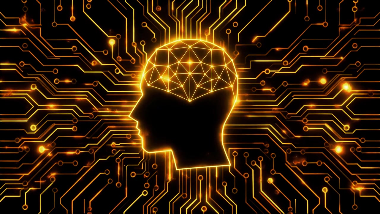 Conceptual AI Brain with Glowing Circuit Board Connections