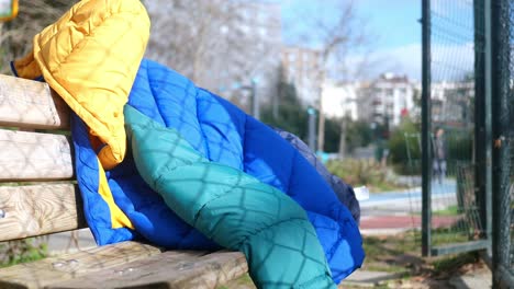 jacket on a bench in the park