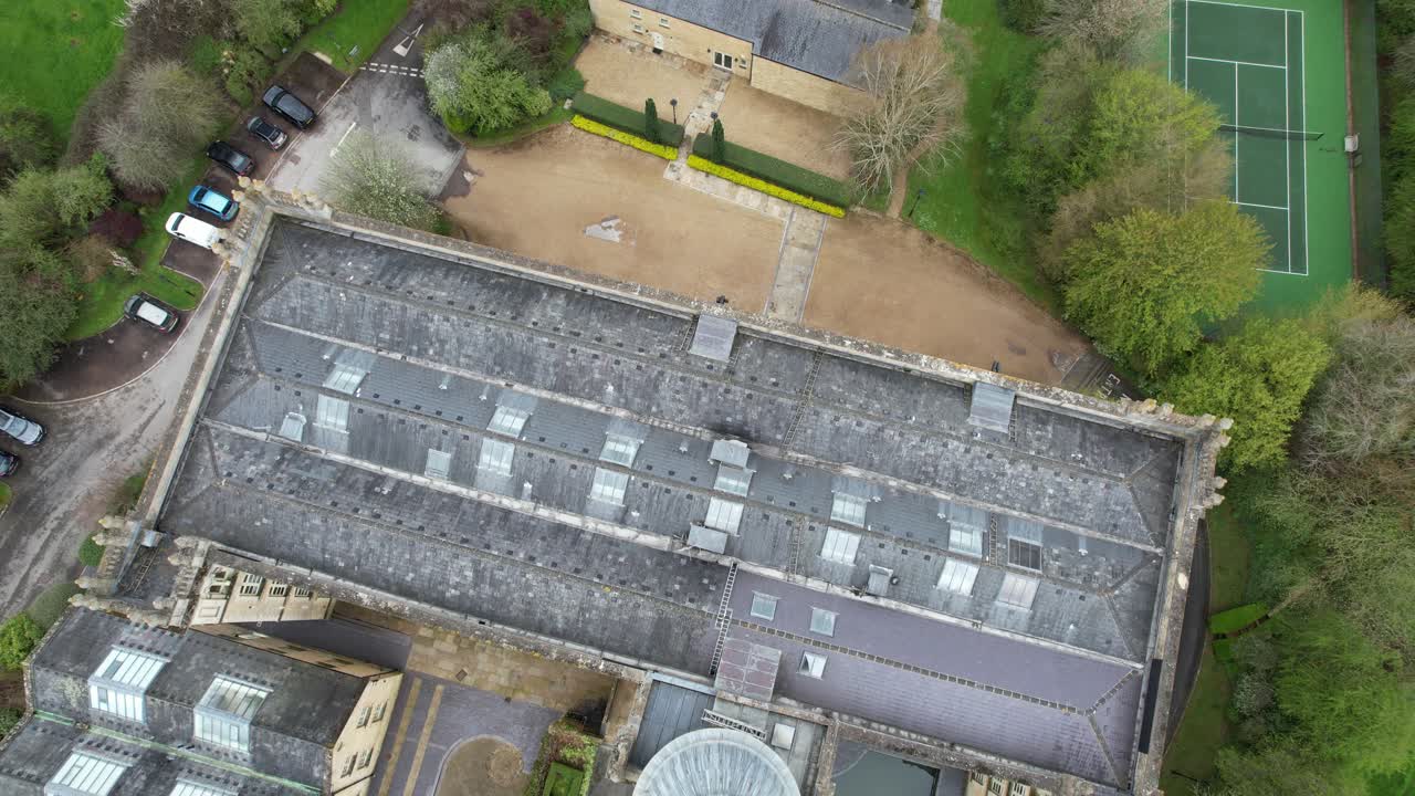Bliss Tweed Mill Chipping Norton Cotswolds UK drone overhead birds eye view
