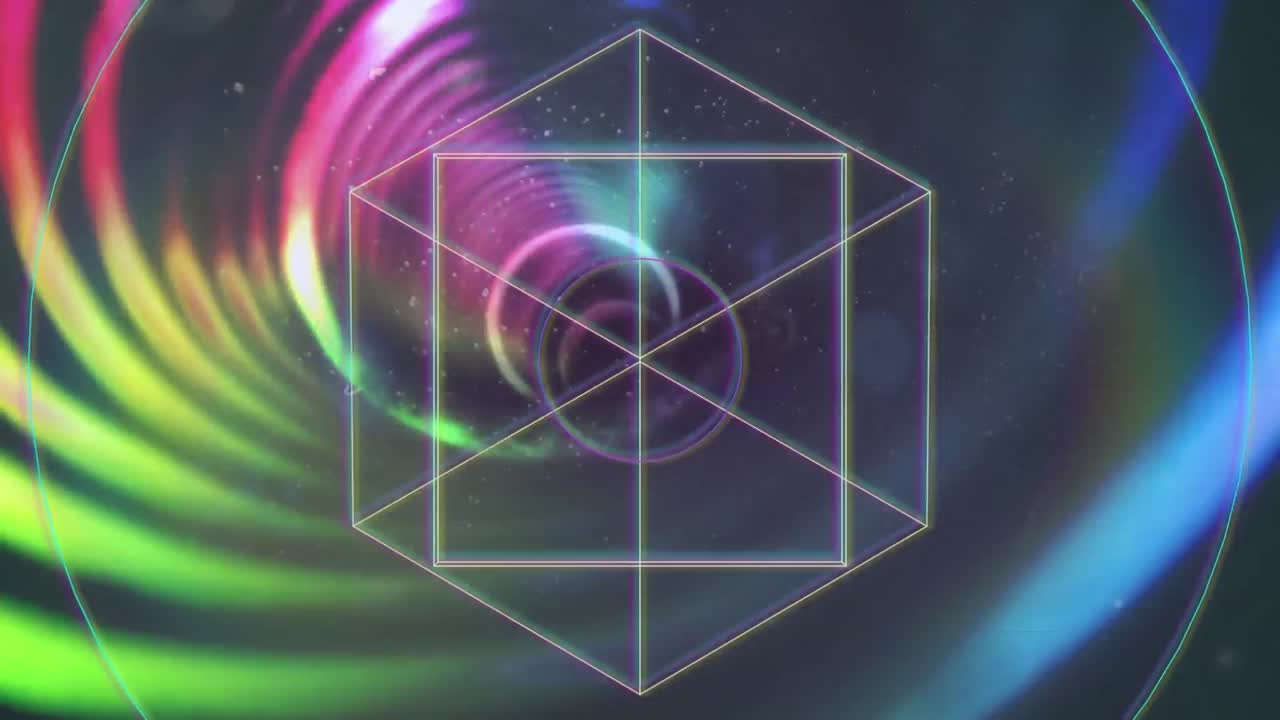 animación de formas geométricas y túnel de colores