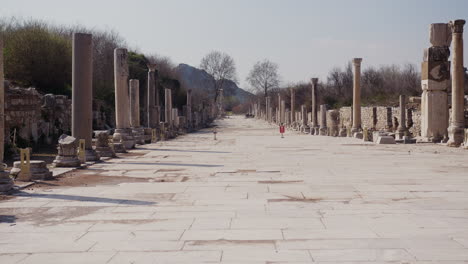 wide shot looking down harbor road in ephesus