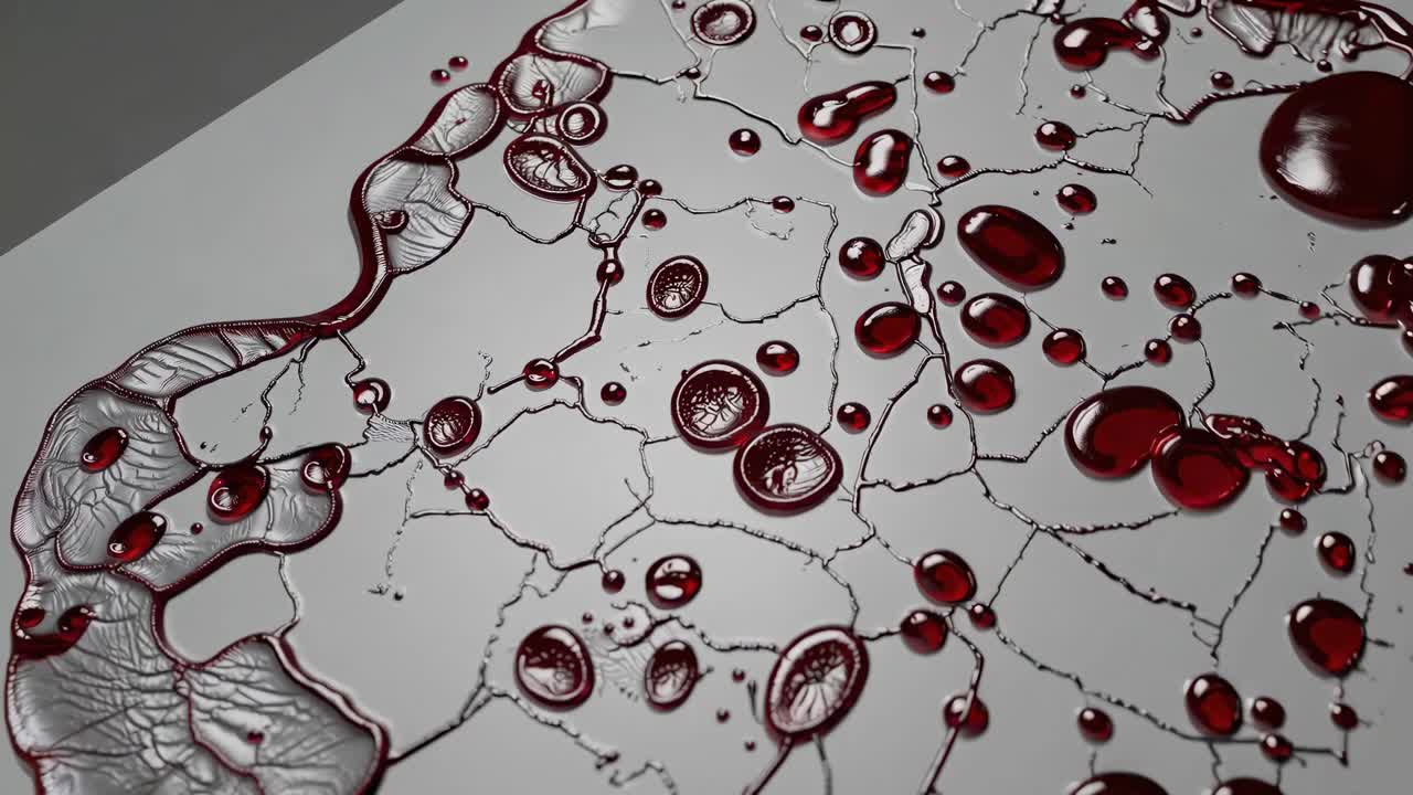 Abstract Red Liquid Patterns on Surface