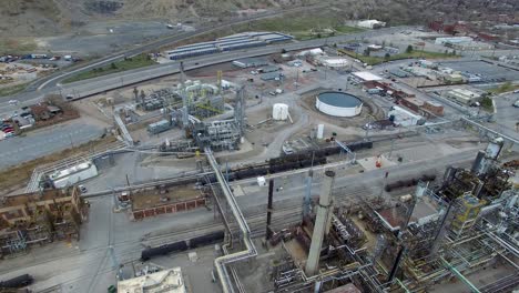 aerial shot of an oil processing facility in utah