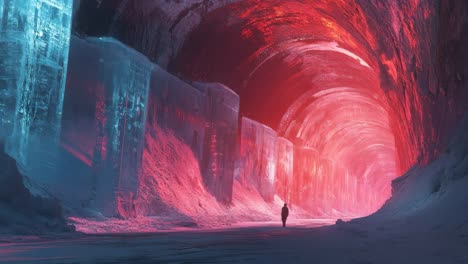 glowing ice tunnel