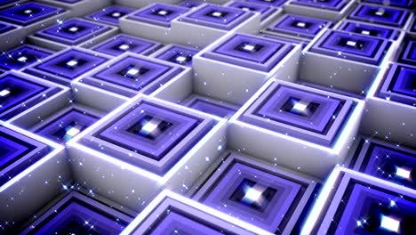 Abstract 3d rendering with cubes, animated background with moving geometric shapes.  Seamless 4k video.