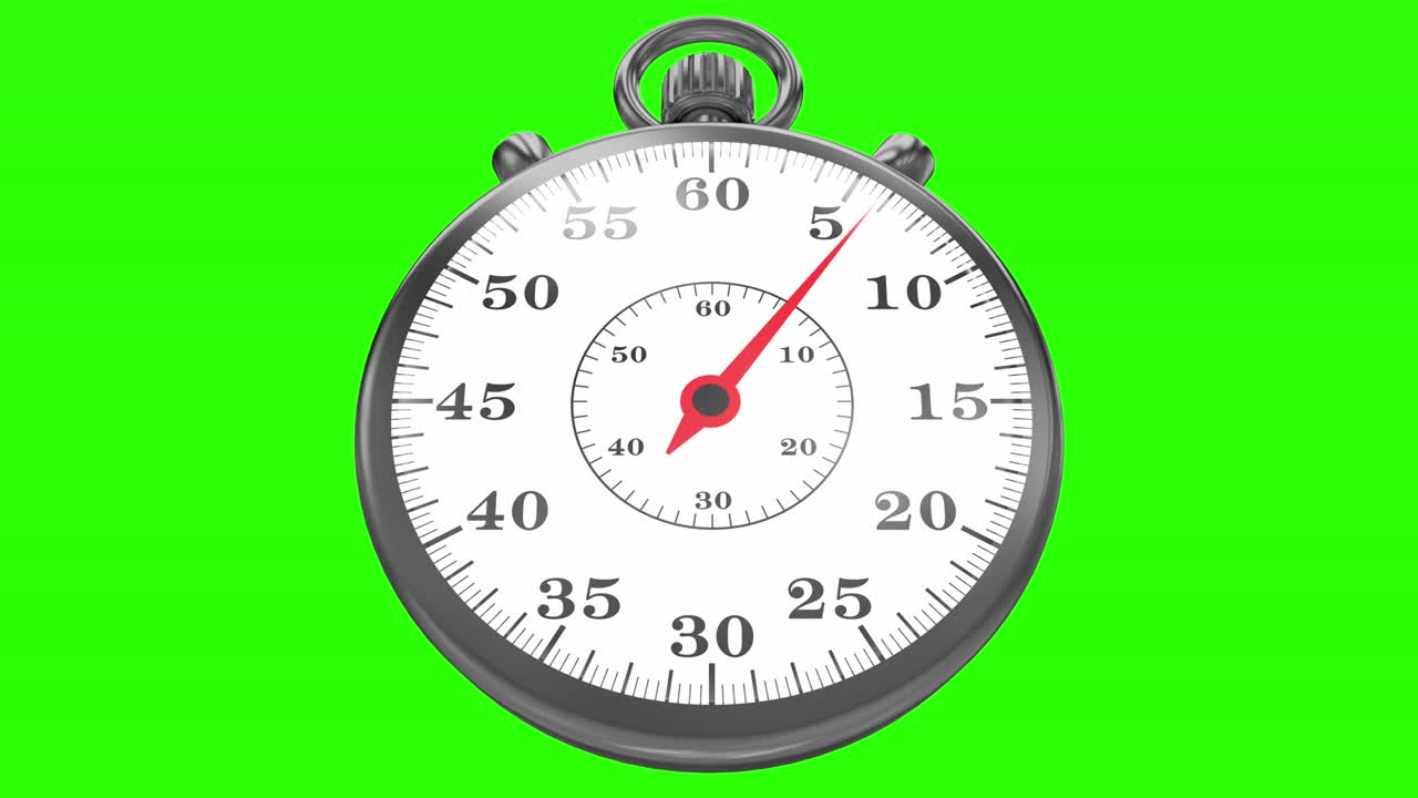 4k Classic Stopwatch Timer 60 seconds Green Screen