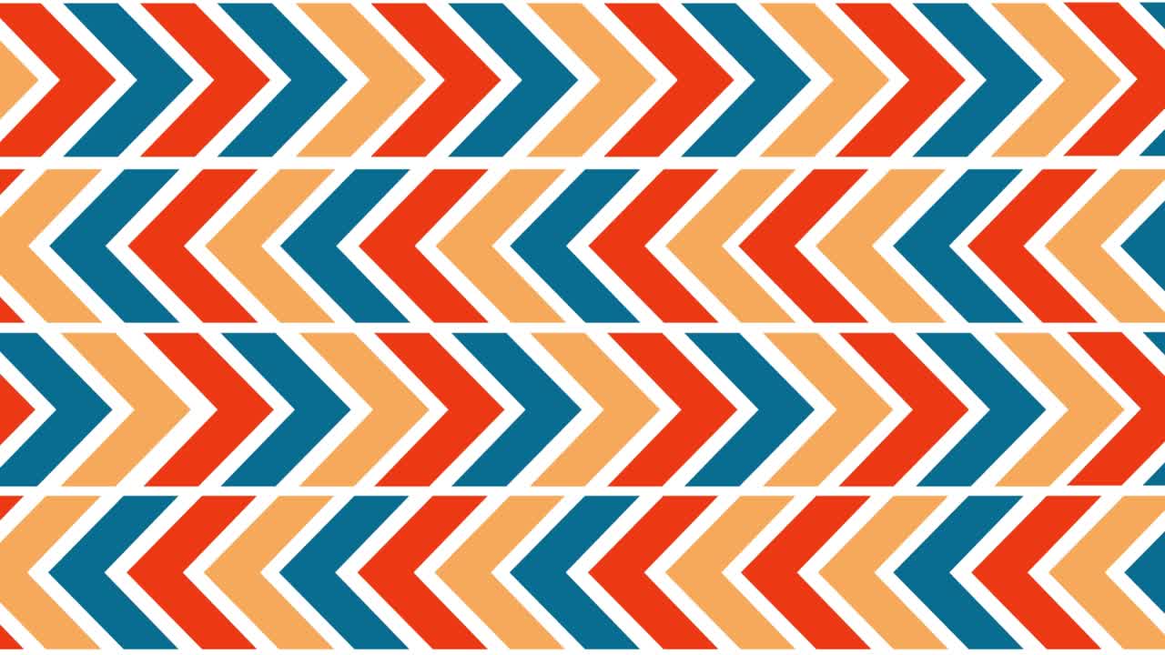 flechas coloridas que se mueven en la dirección opuesta. fondo geométrico sin costuras. ilustración animada, elemento gráfico en bucle