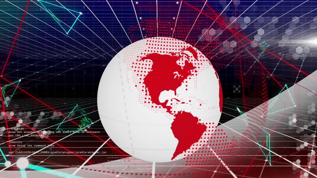 animación de formas y globo sobre fondo negro