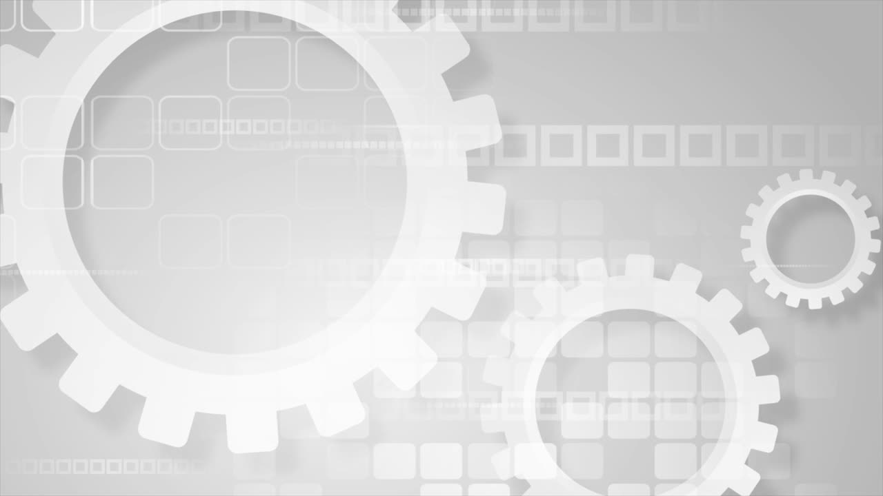 animación de video de alta tecnología gris con engranajes y cuadrados