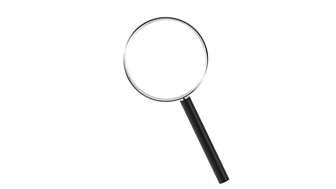 Magnifying glass isolated on white background. 4K