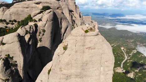 aerial: montserrat mountain range from the air