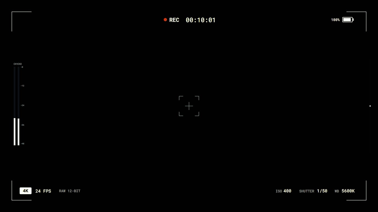Digital Camera Recording Interface Overlay on Black Background