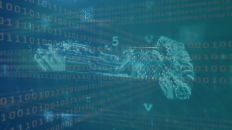 animación del procesamiento de datos digitales sobre un fondo azul