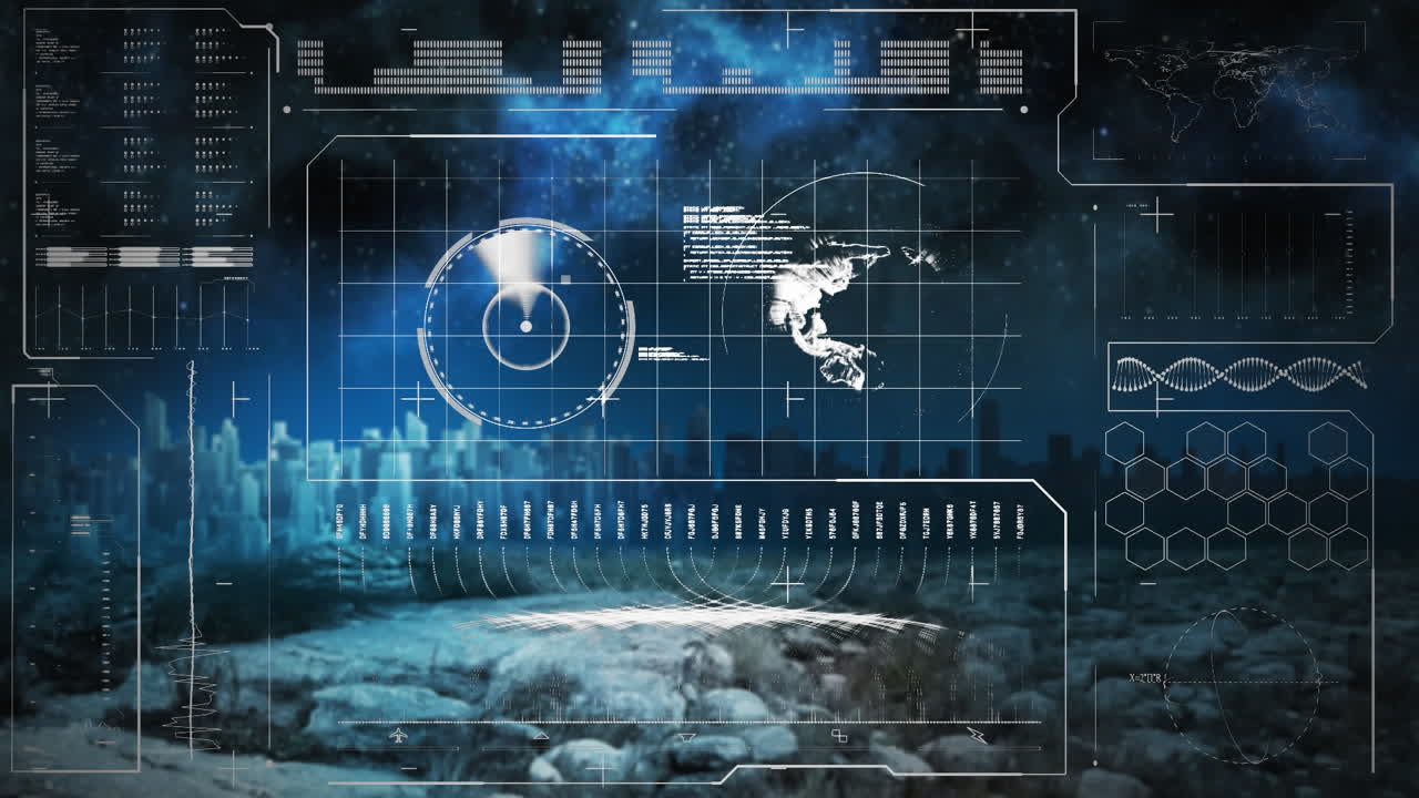 procesamiento de datos en fondo azul