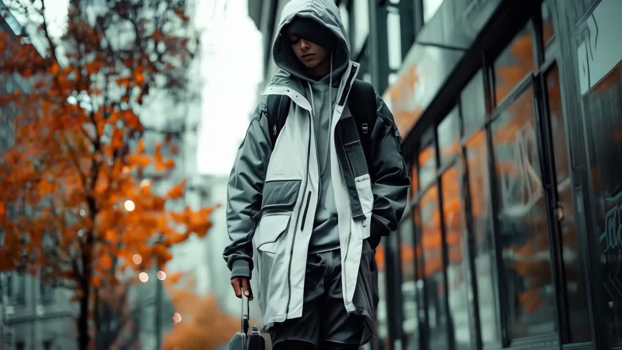 un hombre caminando por la calle con una maleta