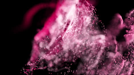 abstract animation of pink and white particles swirling in dark background