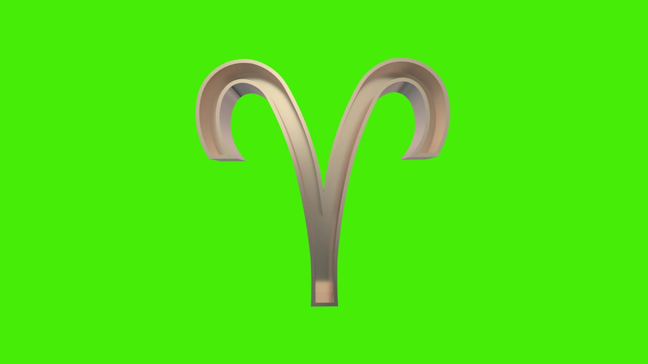 골든 아리즈 (ram) 점성술 조디악 기호는 녹색 스크린에서 원활하게 루프로 회전합니다.