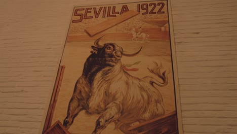 Antique Poster Of Bull In Seville, Spain