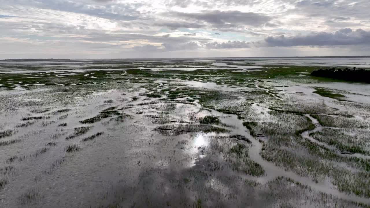 Aerial View of Coastal Marshes