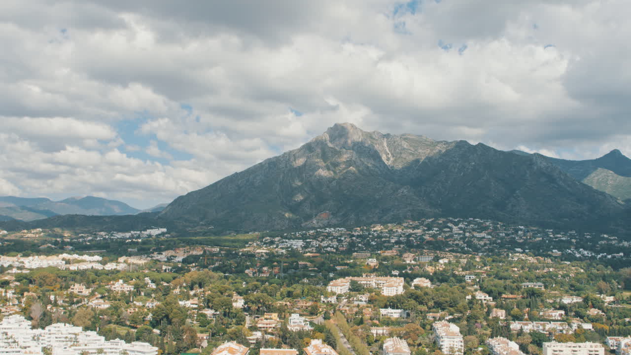 4K Aerial Marbella La Concha mountain, Andalusia
