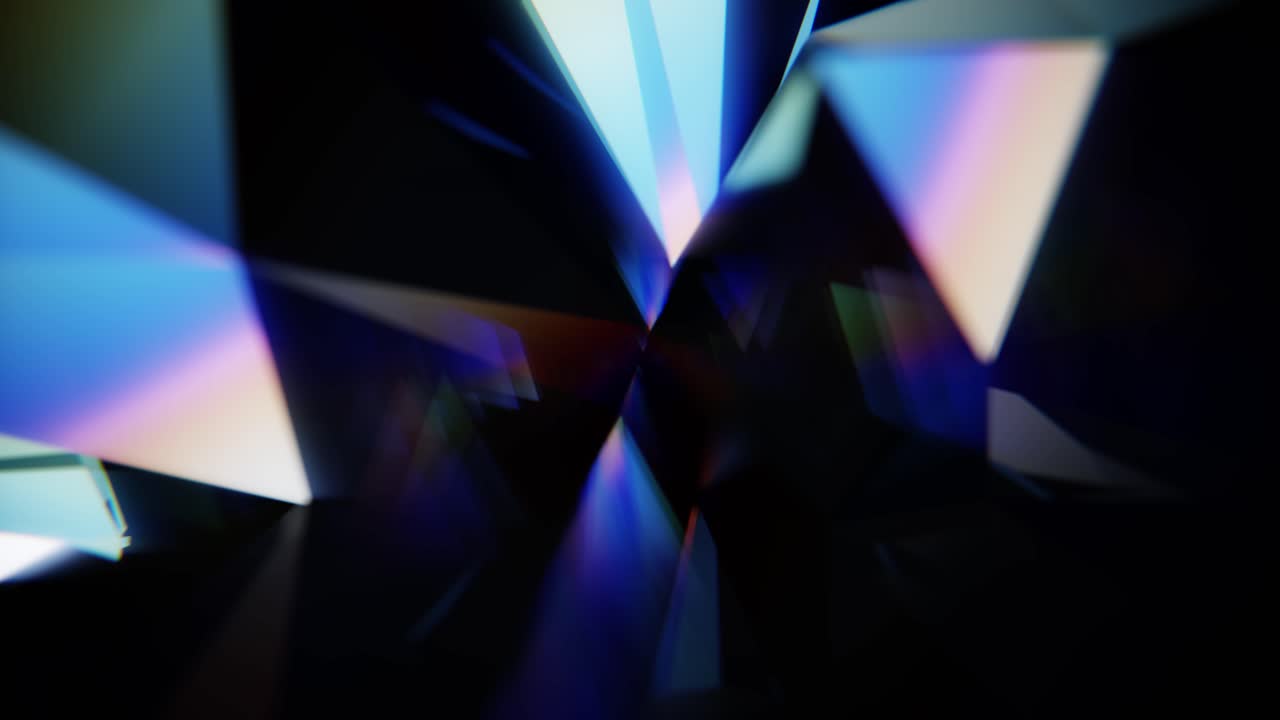 Colorful Light Refracting Through Abstract Geometric Crystal Facets