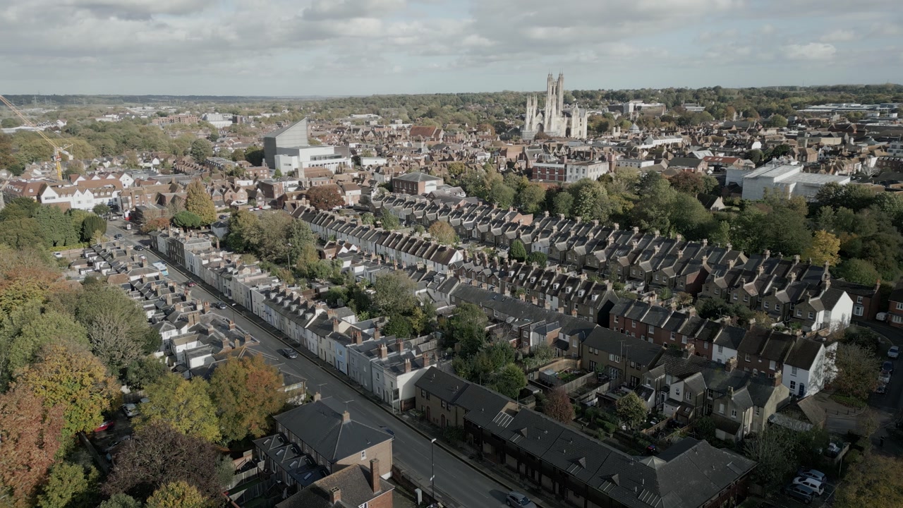 Canterbury City Urban Cathedral Aerial View England Kent Historic