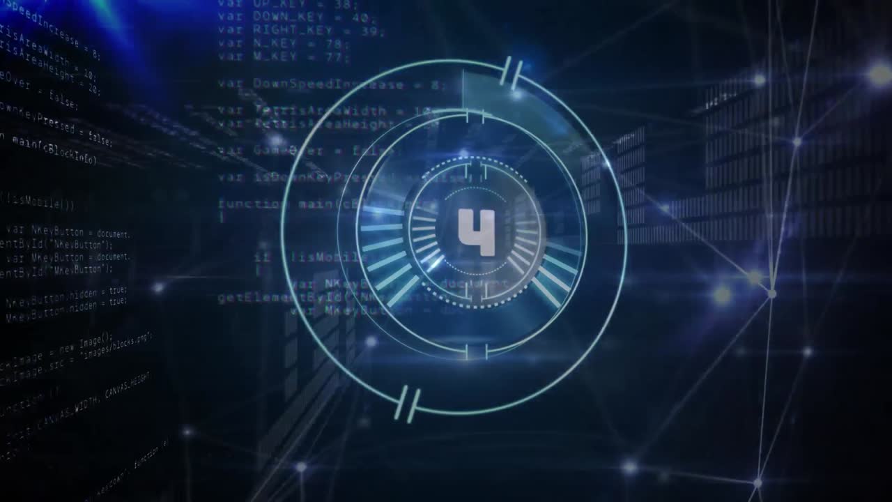 animación del escaneo del alcance con cuenta atrás sobre la codificación binaria