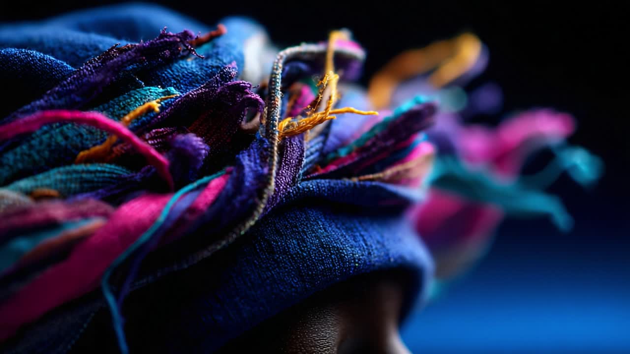 A Vibrant Close-Up of Textile Creativity: Discovering the Intricate Details and Colorful Threads of a Unique Headwear Piece Emphasizing Cultural Expression and Artistic Flair