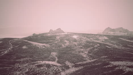dramatic winter dark desert steppe on a highland mountain plateau