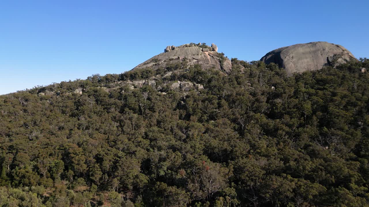 Aerial Footage approaching the Pyramid, Girraween National Park, Southern Queensland Australia. Girraween National Park is located near Stanthorpe and the Queensland and New South Wales border.