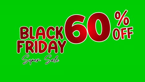 black friday descuento 60 por ciento oferta limitada tienda ahora texto dibujos animados animación gráficos en pantalla verde para descuento, tienda, concepto de negocio elementos de video