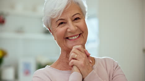 Happy,-laughing-and-face-of-senior-woman-at-a-home