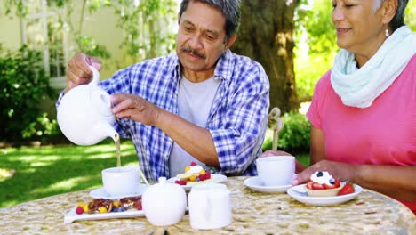 Pareja-Mayor-Bebiendo-Té