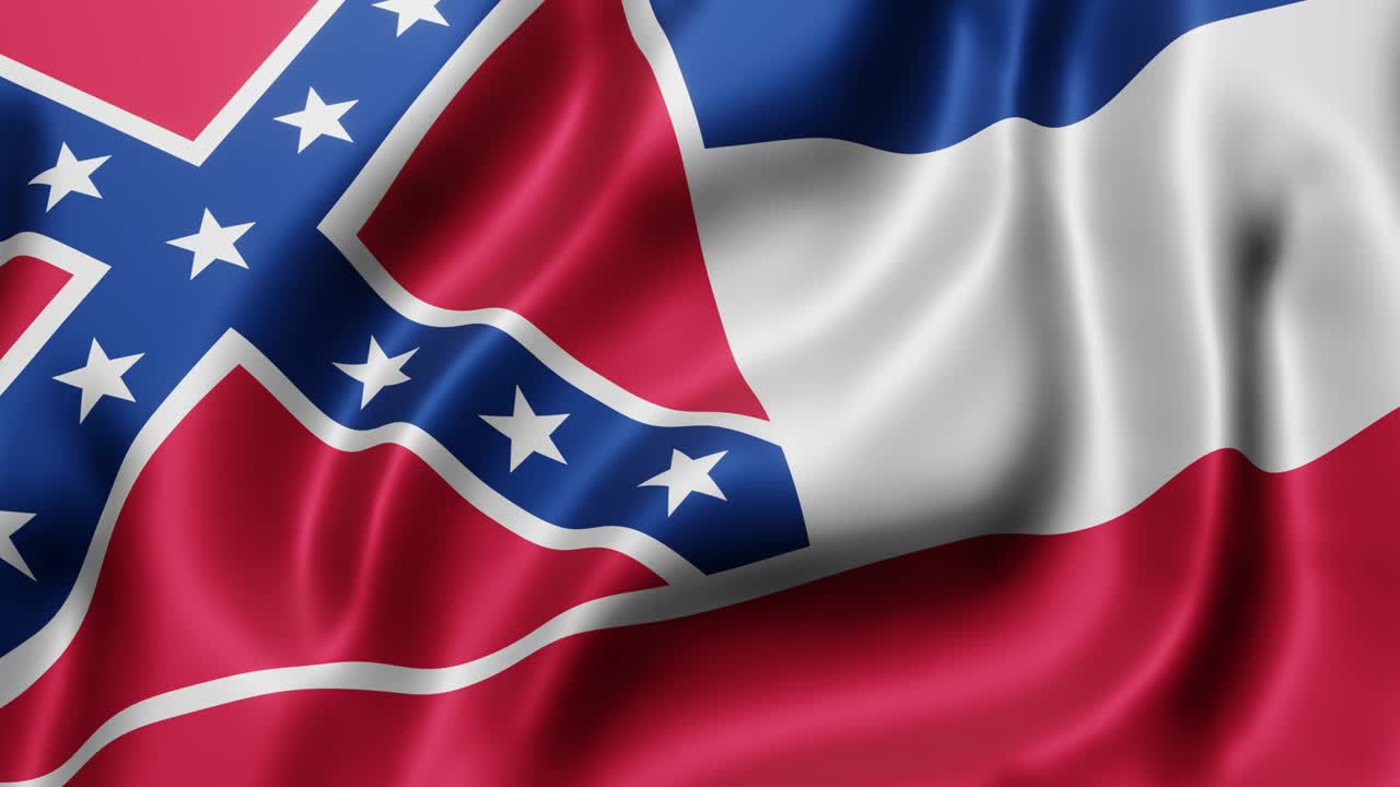 Mississippi US State flag waving