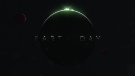 Animation-closeup-Earth-Day-text-with-cinematic-motion-planets-and-stars-in-galaxy