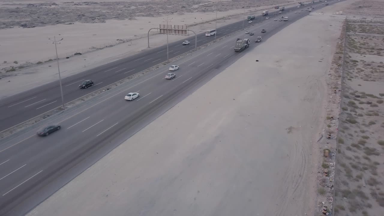사막 고속도로 교통 항공 영상