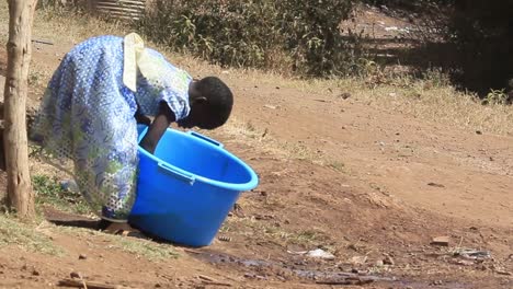 a small child girl working