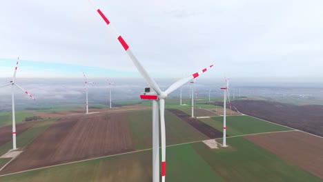 Close-up-View-Of-Rotating-Propeller-Of-Wind-Farm-Turbines