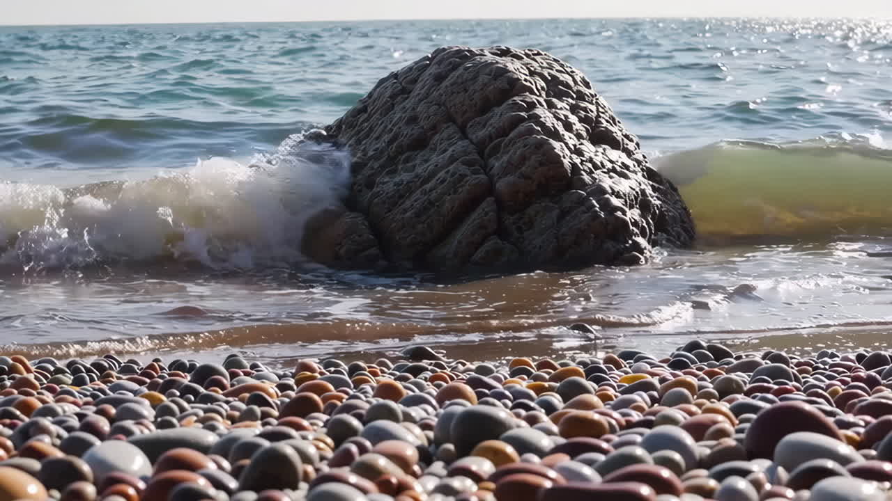 바위 해변 장면