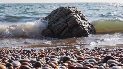 escena de la playa rocosa