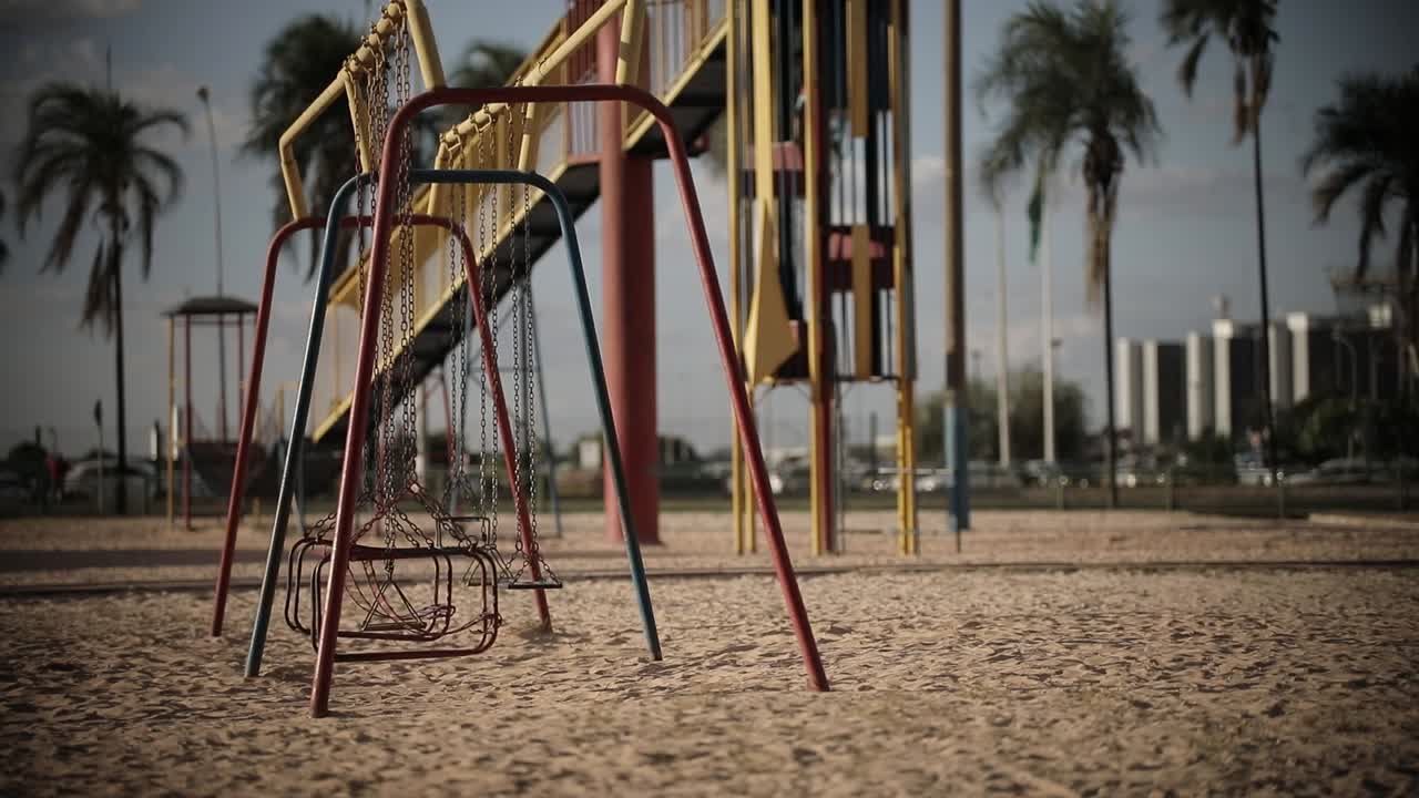 Playground swing with no kids, static