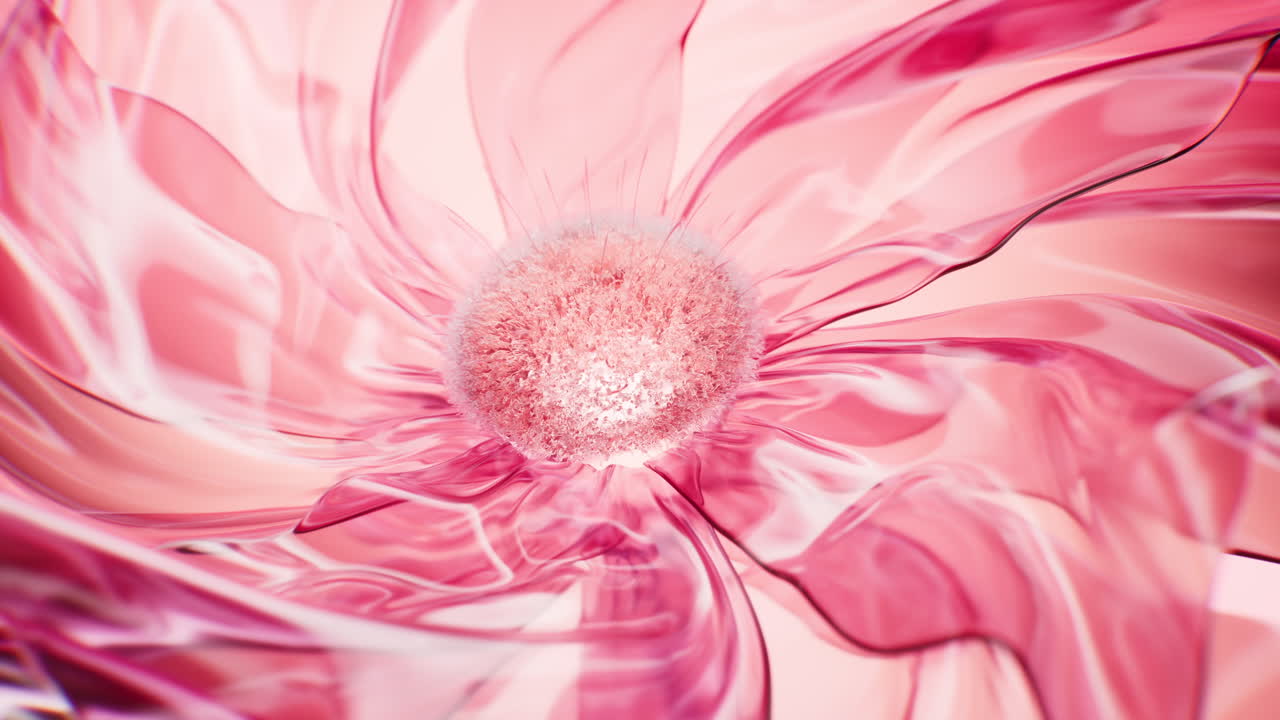 Fiore trasparente con petali a onda morbida, rendering 3D