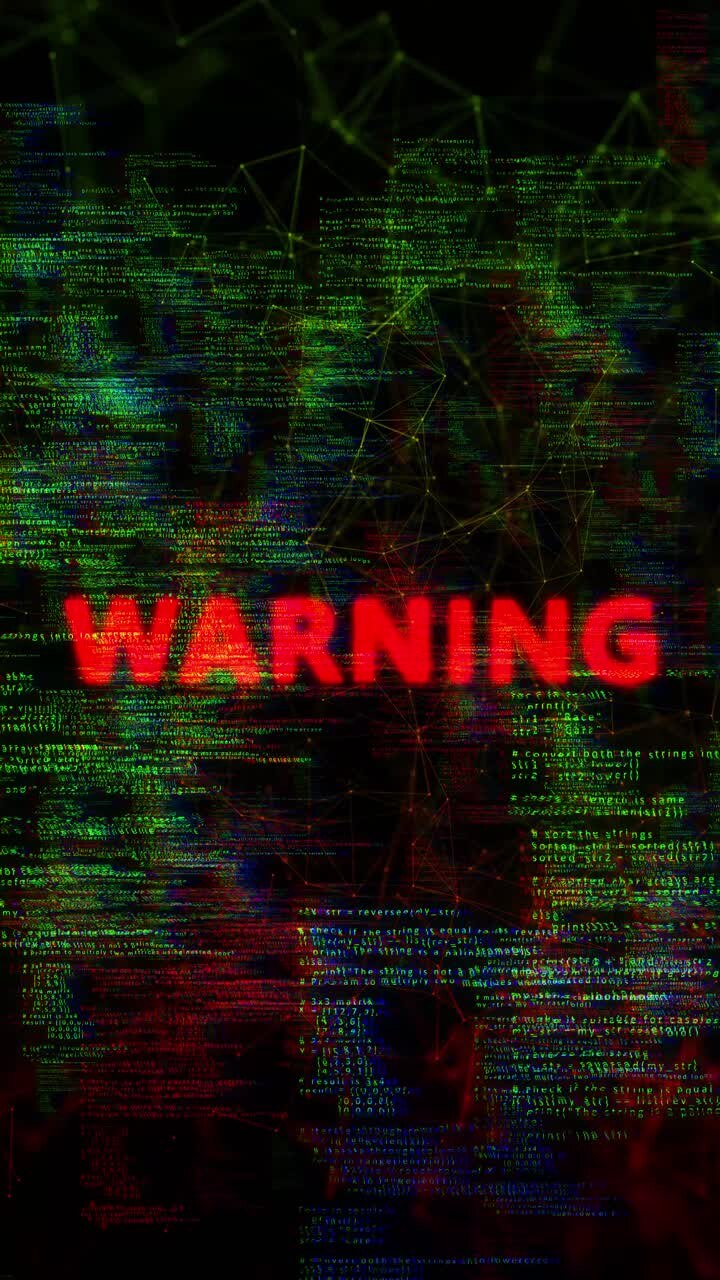 System error warning glitch security breach computer hacking attack warning message hacked alert