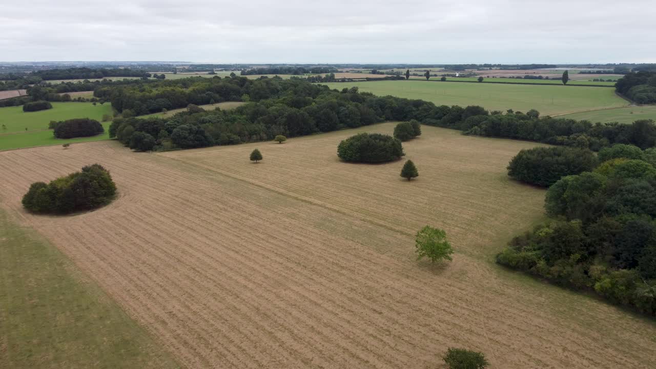Aerial View Of Dry Cut Fields On Grounds Of Goodnestone Park Estate