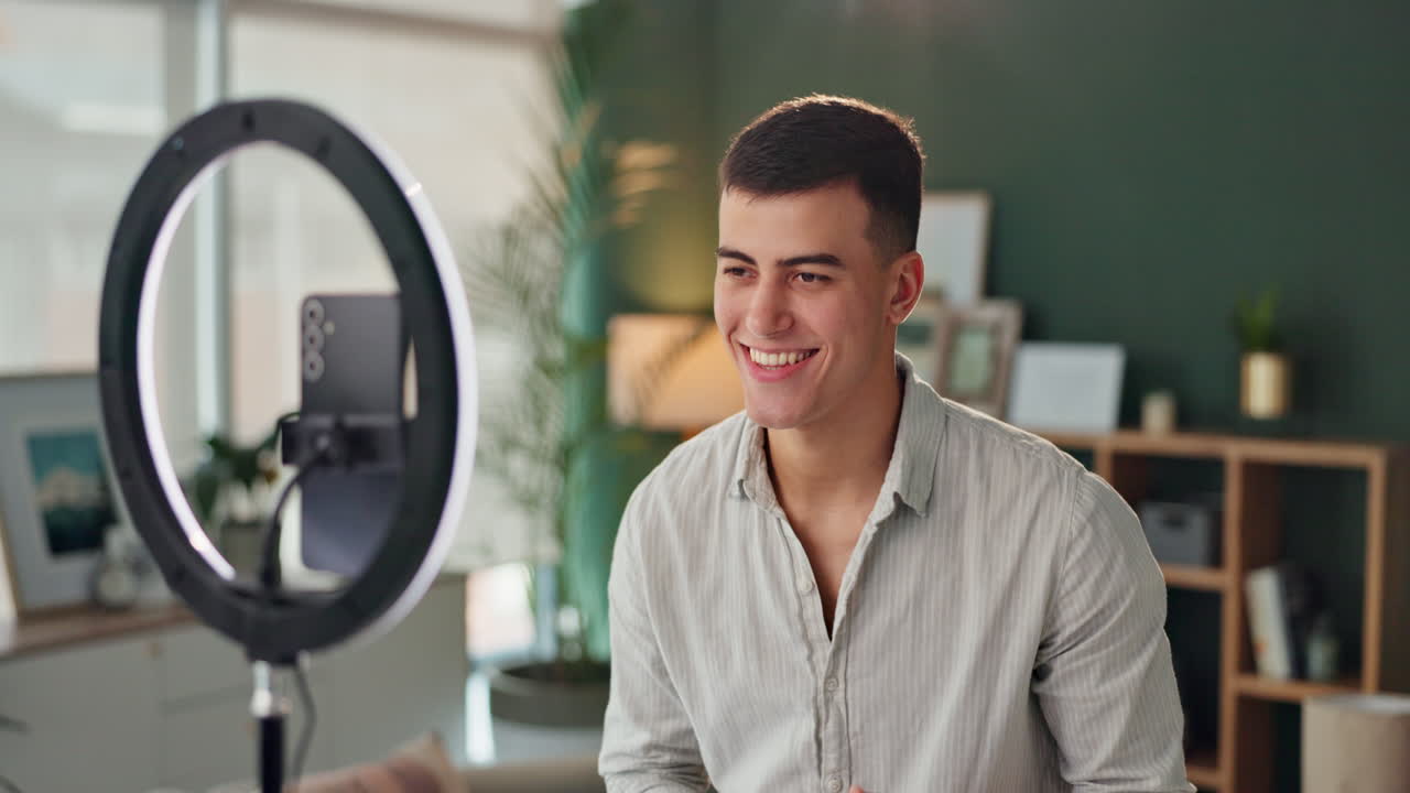 Man Vlogging with Ring Light