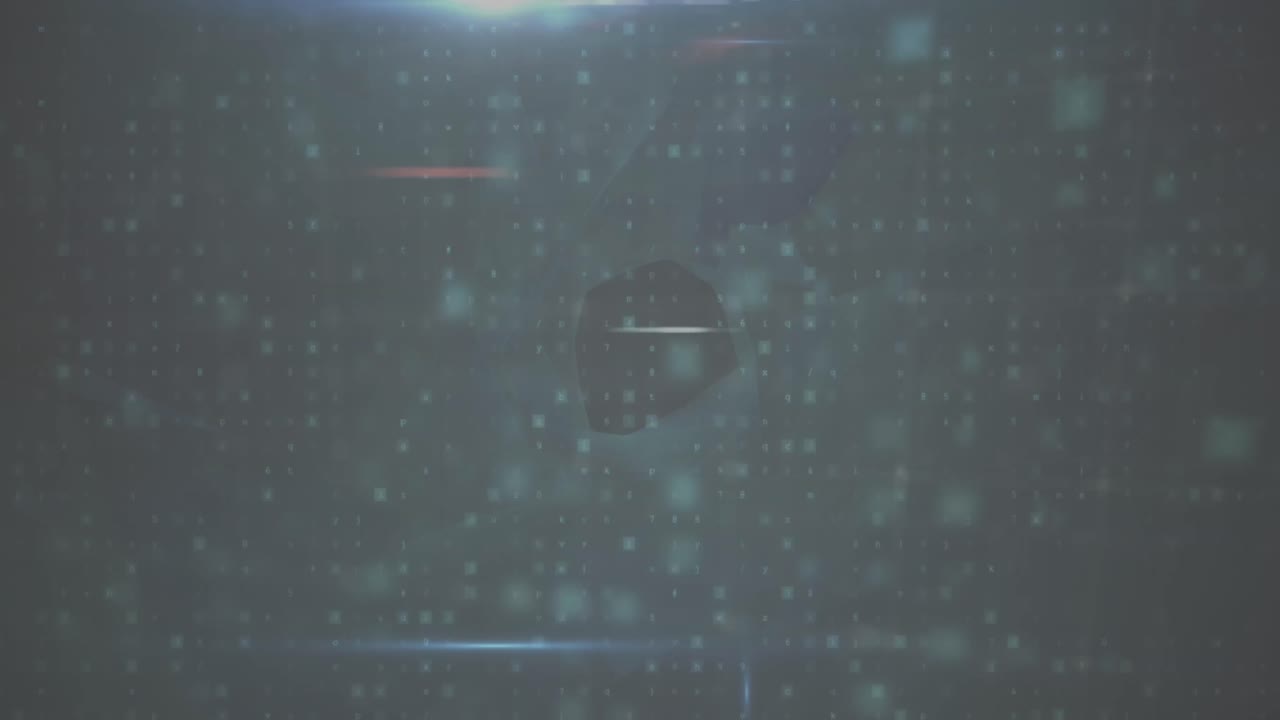 문자, 숫자, 기호 및 배경 텍스트 위에 을 형성하는 연결된 점의 애니메이션