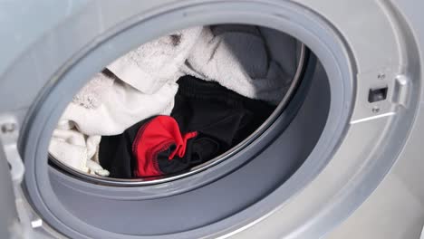 clothes in a washing machine
